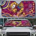 Personalized Brisbane Lions AFL Mascot Auto Sun Shade Aboriginal Dot Art - Dreamtime Football Mascot