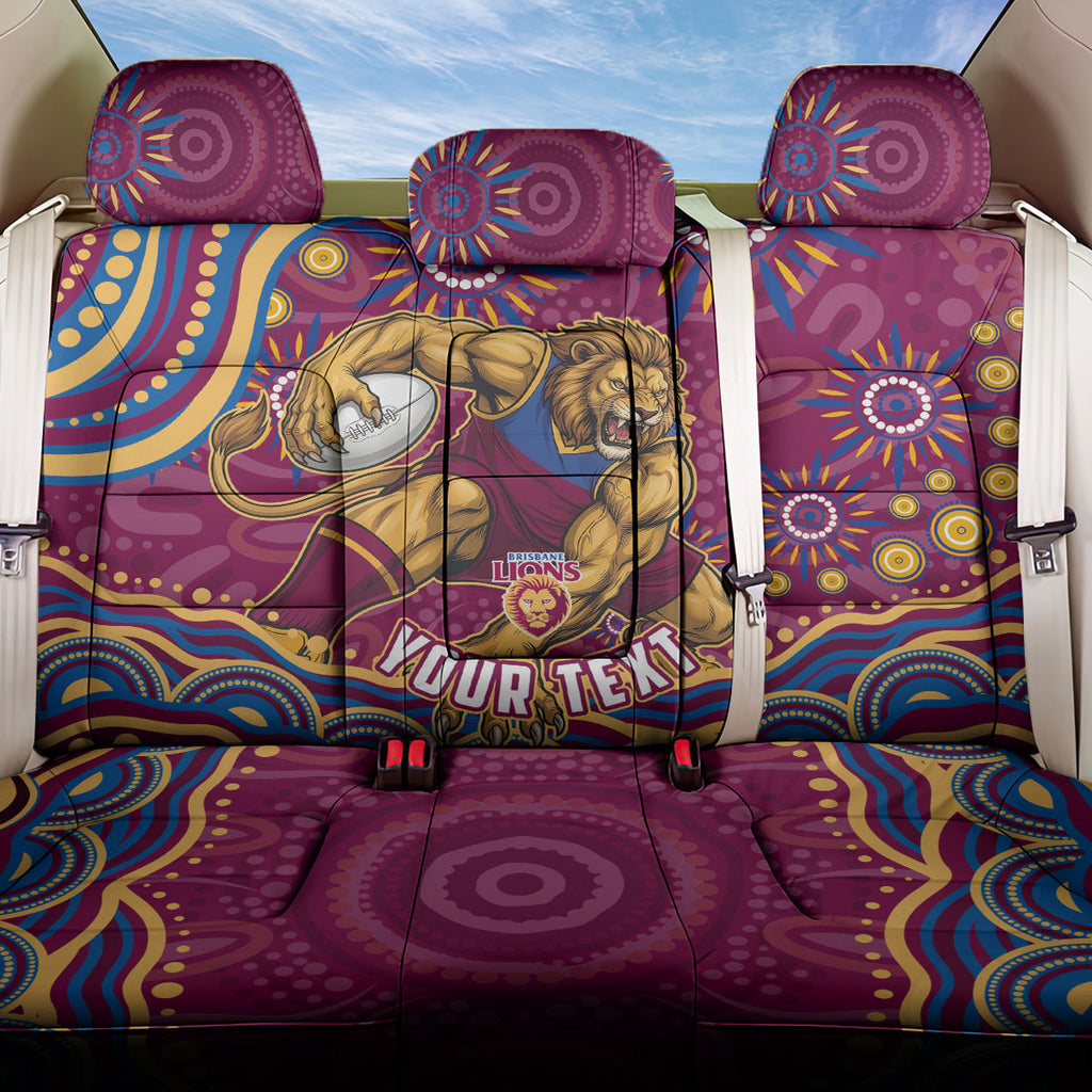 Personalized Brisbane Lions AFL Mascot Back Car Seat Cover Aboriginal Dot Art - Dreamtime Football Mascot