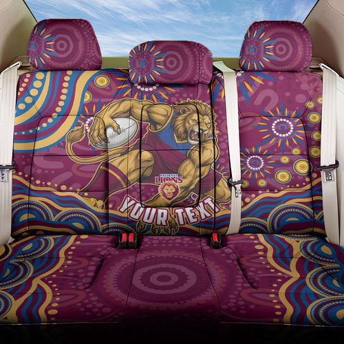 Personalized Brisbane Lions AFL Mascot Back Car Seat Cover Aboriginal Dot Art - Dreamtime Football Mascot