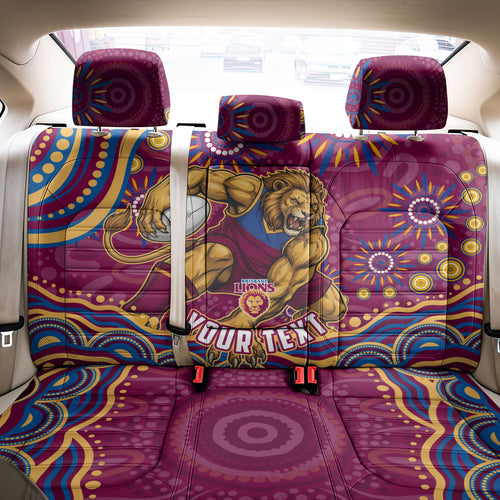 Personalized Brisbane Lions AFL Mascot Back Car Seat Cover Aboriginal Dot Art - Dreamtime Football Mascot