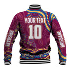 Personalized Brisbane Lions AFL Mascot Baseball Jacket Aboriginal Dot Art - Dreamtime Football Mascot