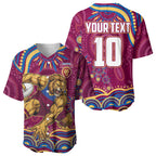 Personalized Brisbane Lions AFL Mascot Baseball Jersey Aboriginal Dot Art - Dreamtime Football Mascot
