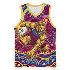 Personalized Brisbane Lions AFL Mascot Basketball Jersey Aboriginal Dot Art - Dreamtime Football Mascot