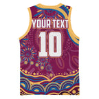Personalized Brisbane Lions AFL Mascot Basketball Jersey Aboriginal Dot Art - Dreamtime Football Mascot