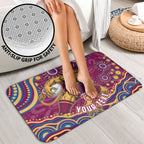 Personalized Brisbane Lions AFL Mascot Bathroom Set Aboriginal Dot Art - Dreamtime Football Mascot