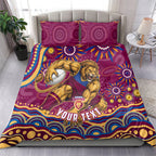 Personalized Brisbane Lions AFL Mascot Bedding Set Aboriginal Dot Art - Dreamtime Football Mascot