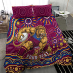 Personalized Brisbane Lions AFL Mascot Bedding Set Aboriginal Dot Art - Dreamtime Football Mascot