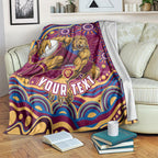 Personalized Brisbane Lions AFL Mascot Blanket Aboriginal Dot Art - Dreamtime Football Mascot