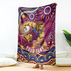 Personalized Brisbane Lions AFL Mascot Blanket Aboriginal Dot Art - Dreamtime Football Mascot