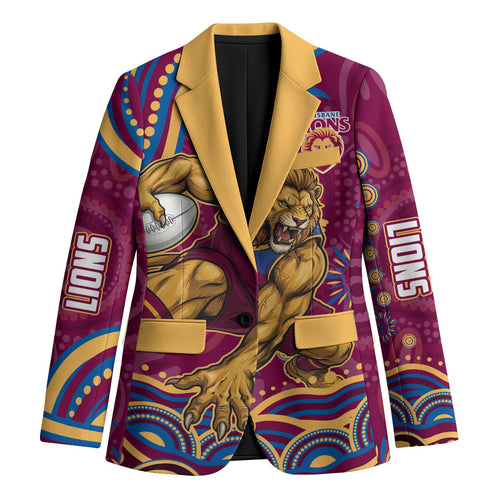 Personalized Brisbane Lions AFL Mascot Blazer Aboriginal Dot Art - Dreamtime Football Mascot