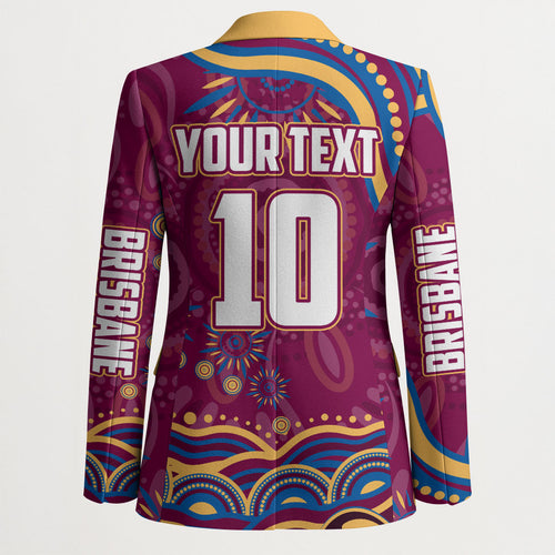 Personalized Brisbane Lions AFL Mascot Blazer Aboriginal Dot Art - Dreamtime Football Mascot