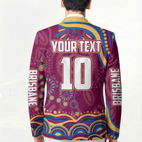 Personalized Brisbane Lions AFL Mascot Blazer Aboriginal Dot Art - Dreamtime Football Mascot