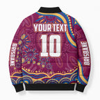 Personalized Brisbane Lions AFL Mascot Bomber Puffer Jacket Aboriginal Dot Art - Dreamtime Football Mascot