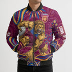 Personalized Brisbane Lions AFL Mascot Bomber Puffer Jacket Aboriginal Dot Art - Dreamtime Football Mascot
