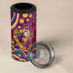 Personalized Brisbane Lions AFL Mascot 4 in 1 Can Cooler Tumbler Aboriginal Dot Art - Dreamtime Football Mascot