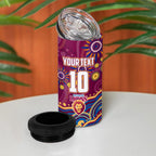 Personalized Brisbane Lions AFL Mascot 4 in 1 Can Cooler Tumbler Aboriginal Dot Art - Dreamtime Football Mascot