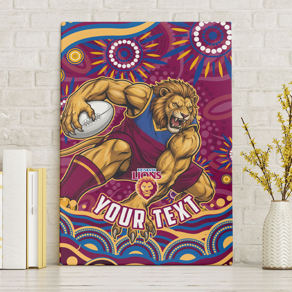 Personalized Brisbane Lions AFL Mascot Canvas Wall Art Aboriginal Dot Art - Dreamtime Football Mascot