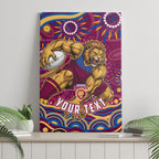 Personalized Brisbane Lions AFL Mascot Canvas Wall Art Aboriginal Dot Art - Dreamtime Football Mascot