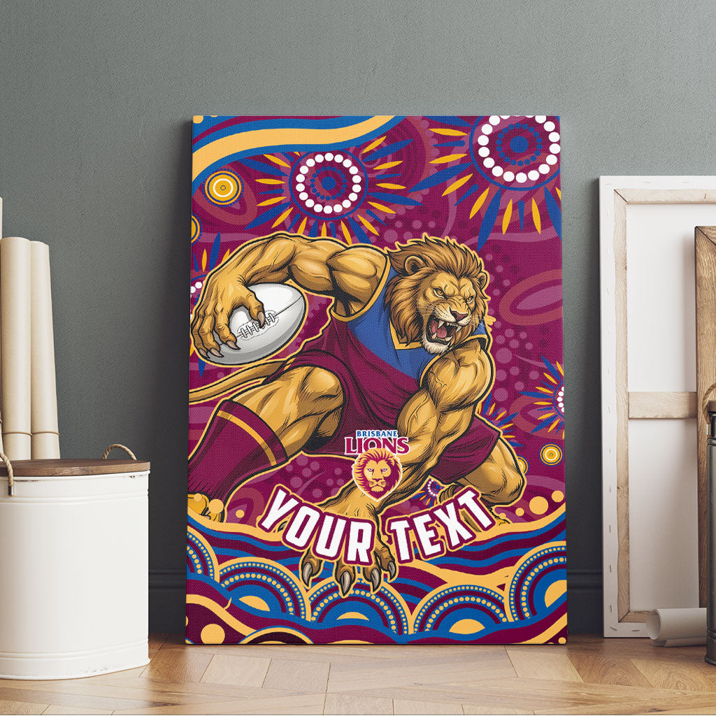Personalized Brisbane Lions AFL Mascot Canvas Wall Art Aboriginal Dot Art - Dreamtime Football Mascot