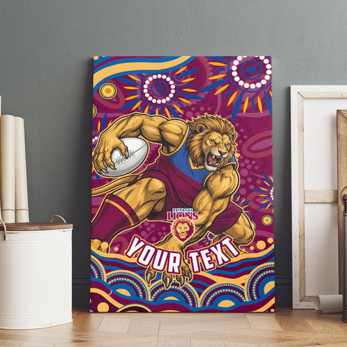 Personalized Brisbane Lions AFL Mascot Canvas Wall Art Aboriginal Dot Art - Dreamtime Football Mascot