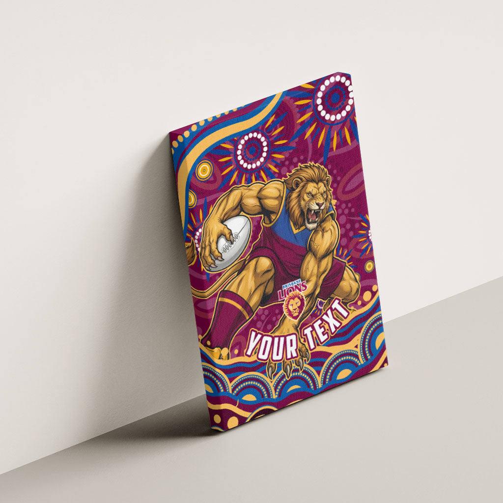 Personalized Brisbane Lions AFL Mascot Canvas Wall Art Aboriginal Dot Art - Dreamtime Football Mascot