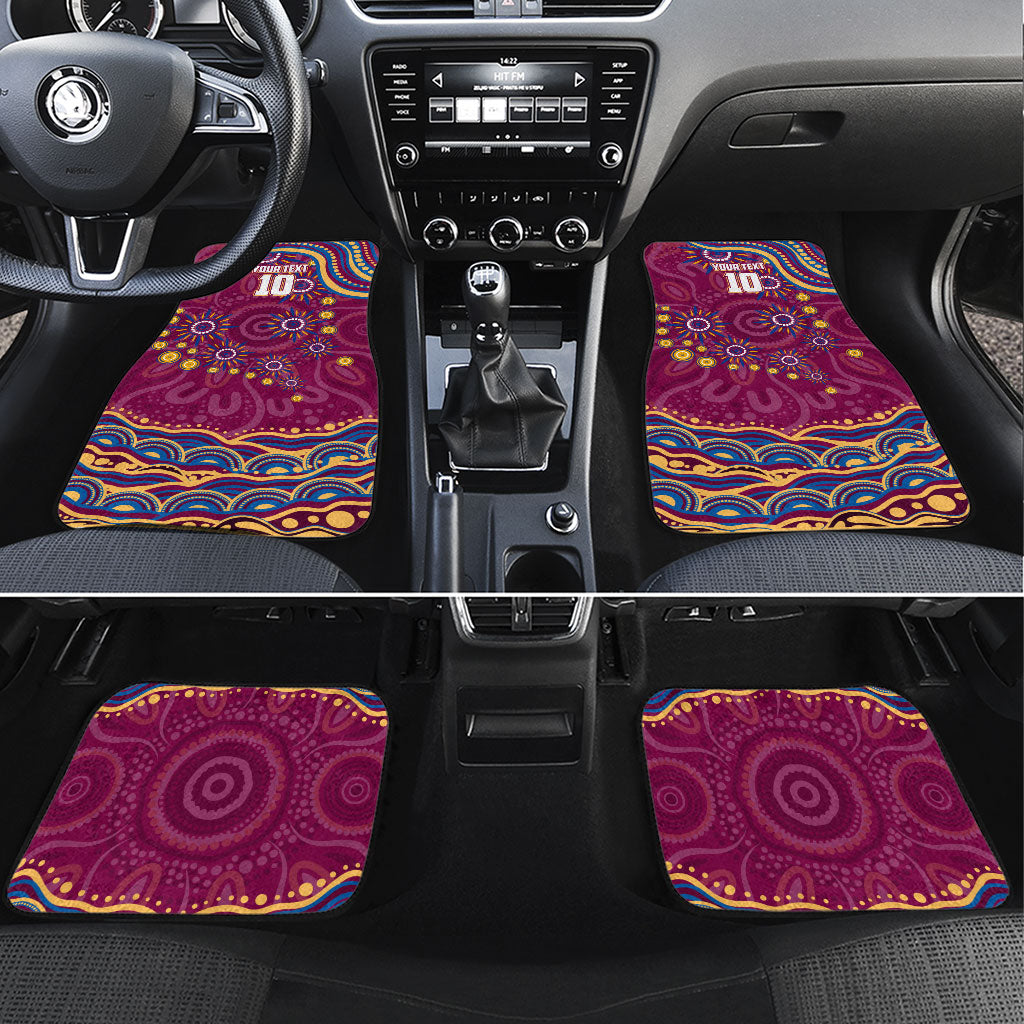 Personalized Brisbane Lions AFL Mascot Car Mats Aboriginal Dot Art - Dreamtime Football Mascot