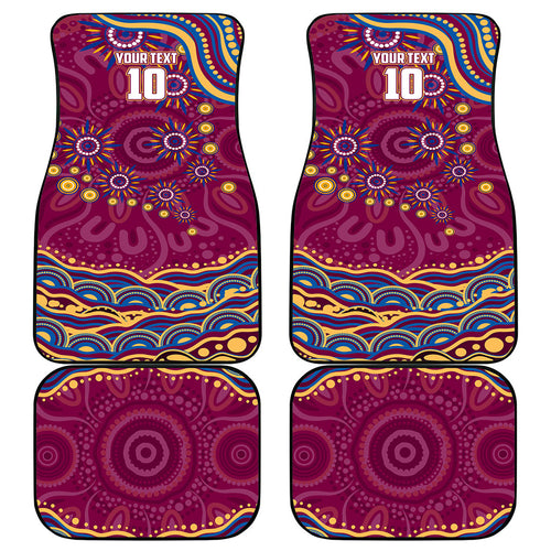 Personalized Brisbane Lions AFL Mascot Car Mats Aboriginal Dot Art - Dreamtime Football Mascot