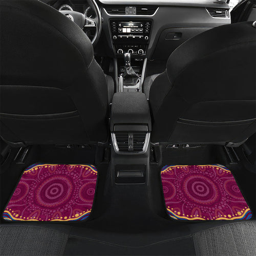 Personalized Brisbane Lions AFL Mascot Car Mats Aboriginal Dot Art - Dreamtime Football Mascot