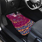 Personalized Brisbane Lions AFL Mascot Car Mats Aboriginal Dot Art - Dreamtime Football Mascot