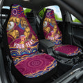 Personalized Brisbane Lions AFL Mascot Car Seat Cover Aboriginal Dot Art - Dreamtime Football Mascot