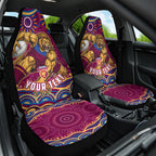 Personalized Brisbane Lions AFL Mascot Car Seat Cover Aboriginal Dot Art - Dreamtime Football Mascot