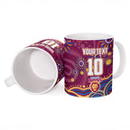Personalized Brisbane Lions AFL Mascot Ceramic Mug Aboriginal Dot Art - Dreamtime Football Mascot