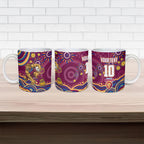 Personalized Brisbane Lions AFL Mascot Ceramic Mug Aboriginal Dot Art - Dreamtime Football Mascot