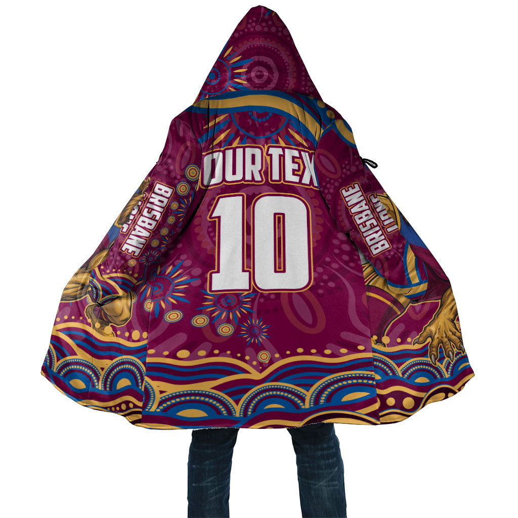 Personalized Brisbane Lions AFL Mascot Cloak Aboriginal Dot Art - Dreamtime Football Mascot