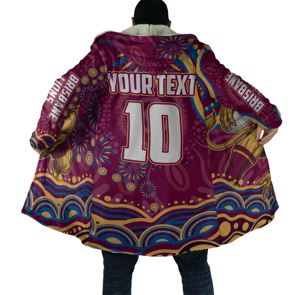 Personalized Brisbane Lions AFL Mascot Cloak Aboriginal Dot Art - Dreamtime Football Mascot