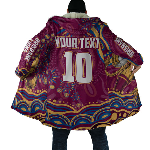 Personalized Brisbane Lions AFL Mascot Cloak Aboriginal Dot Art - Dreamtime Football Mascot