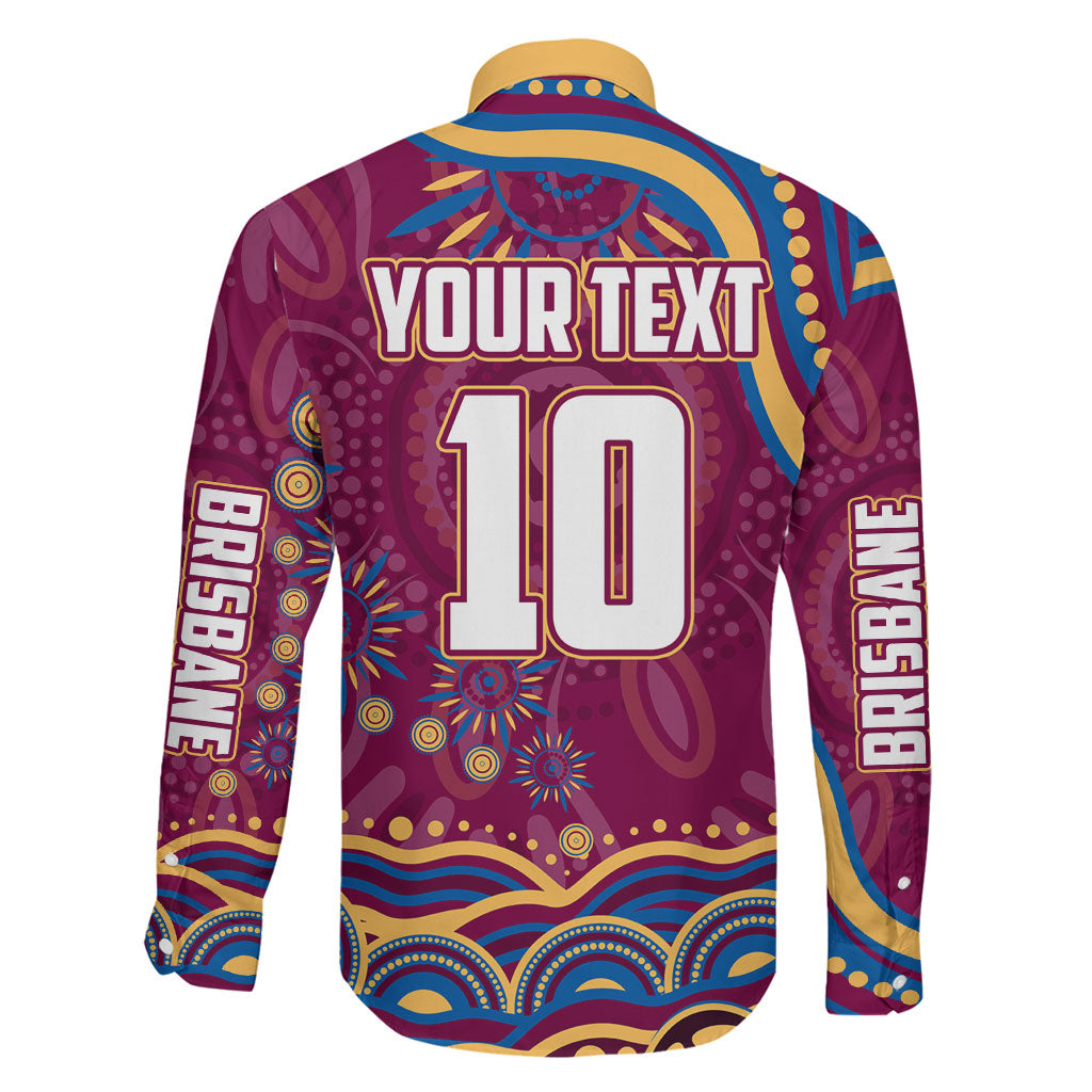 Personalized Brisbane Lions AFL Mascot Family Matching Mermaid Dress and Hawaiian Shirt Aboriginal Dot Art - Dreamtime Football Mascot