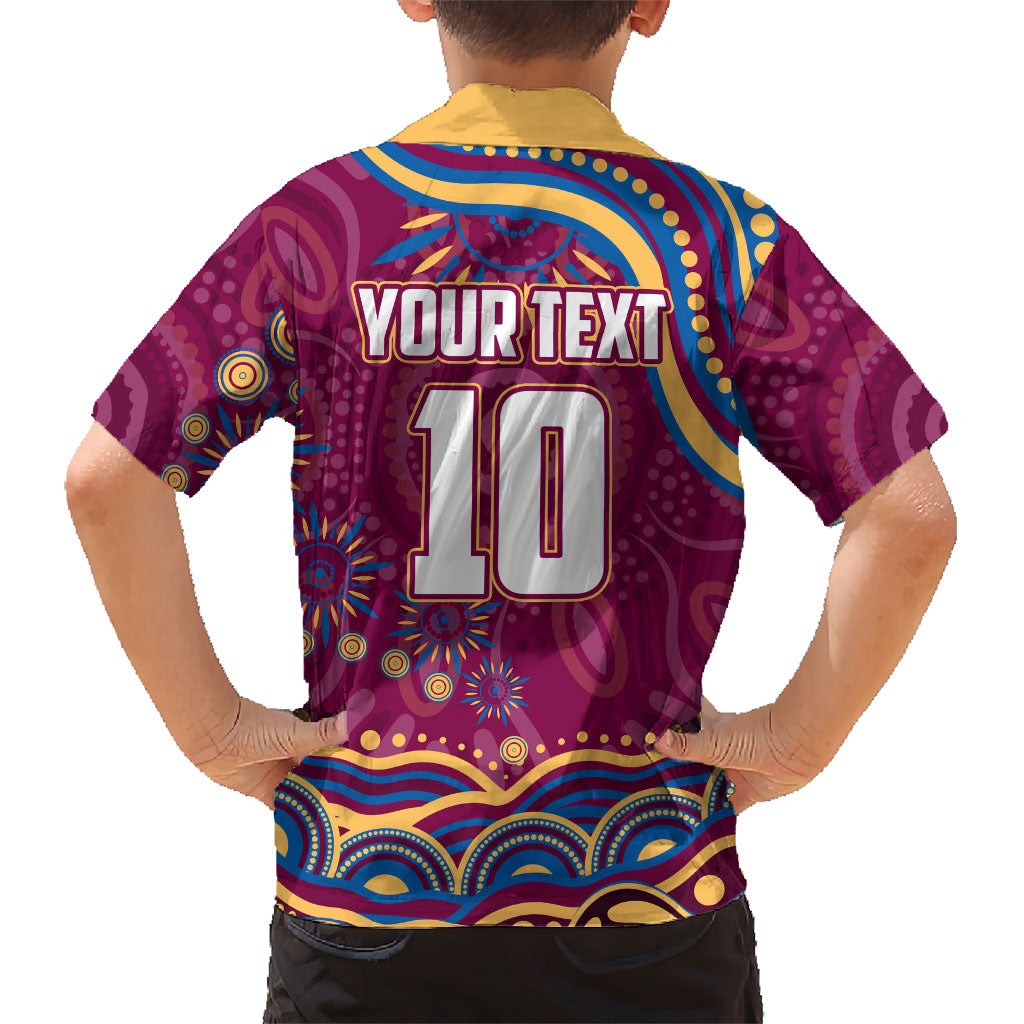 Personalized Brisbane Lions AFL Mascot Family Matching Puletasi and Hawaiian Shirt Aboriginal Dot Art - Dreamtime Football Mascot