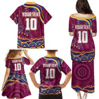 Personalized Brisbane Lions AFL Mascot Family Matching Puletasi and Hawaiian Shirt Aboriginal Dot Art - Dreamtime Football Mascot