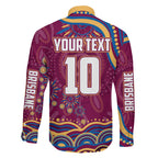 Personalized Brisbane Lions AFL Mascot Family Matching Puletasi and Hawaiian Shirt Aboriginal Dot Art - Dreamtime Football Mascot