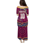Personalized Brisbane Lions AFL Mascot Family Matching Puletasi and Hawaiian Shirt Aboriginal Dot Art - Dreamtime Football Mascot