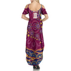 Personalized Brisbane Lions AFL Mascot Family Matching Summer Maxi Dress and Hawaiian Shirt Aboriginal Dot Art - Dreamtime Football Mascot