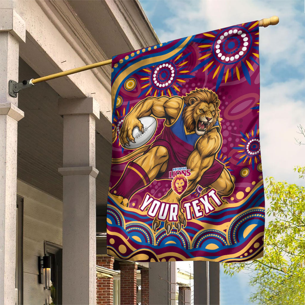 Personalized Brisbane Lions AFL Mascot Garden Flag Aboriginal Dot Art - Dreamtime Football Mascot