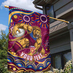 Personalized Brisbane Lions AFL Mascot Garden Flag Aboriginal Dot Art - Dreamtime Football Mascot