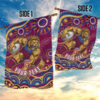 Personalized Brisbane Lions AFL Mascot Garden Flag Aboriginal Dot Art - Dreamtime Football Mascot