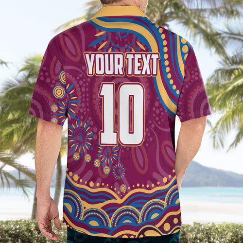 Personalized Brisbane Lions AFL Mascot Hawaiian Shirt Aboriginal Dot Art - Dreamtime Football Mascot
