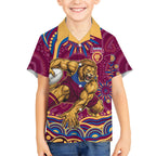 Personalized Brisbane Lions AFL Mascot Hawaiian Shirt Aboriginal Dot Art - Dreamtime Football Mascot