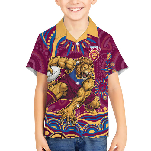 Personalized Brisbane Lions AFL Mascot Hawaiian Shirt Aboriginal Dot Art - Dreamtime Football Mascot