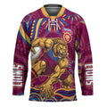 Personalized Brisbane Lions AFL Mascot Hockey Jersey Aboriginal Dot Art - Dreamtime Football Mascot