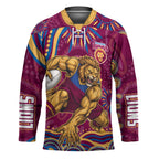 Personalized Brisbane Lions AFL Mascot Hockey Jersey Aboriginal Dot Art - Dreamtime Football Mascot